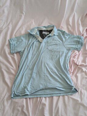 pd&c Blue Solid Short-Sleeve Polo Shirt Size S